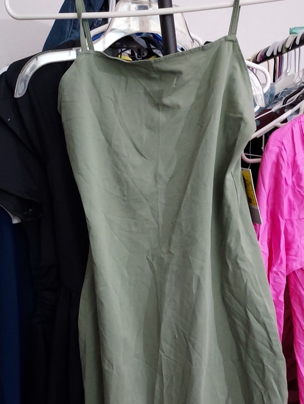 bp Olive Green Midi Slip Dress with Thin Straps